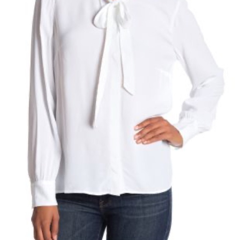 J. Crew Tie Neck Secretary Button-Down  Blouse Size Large - Picture 3 of 7